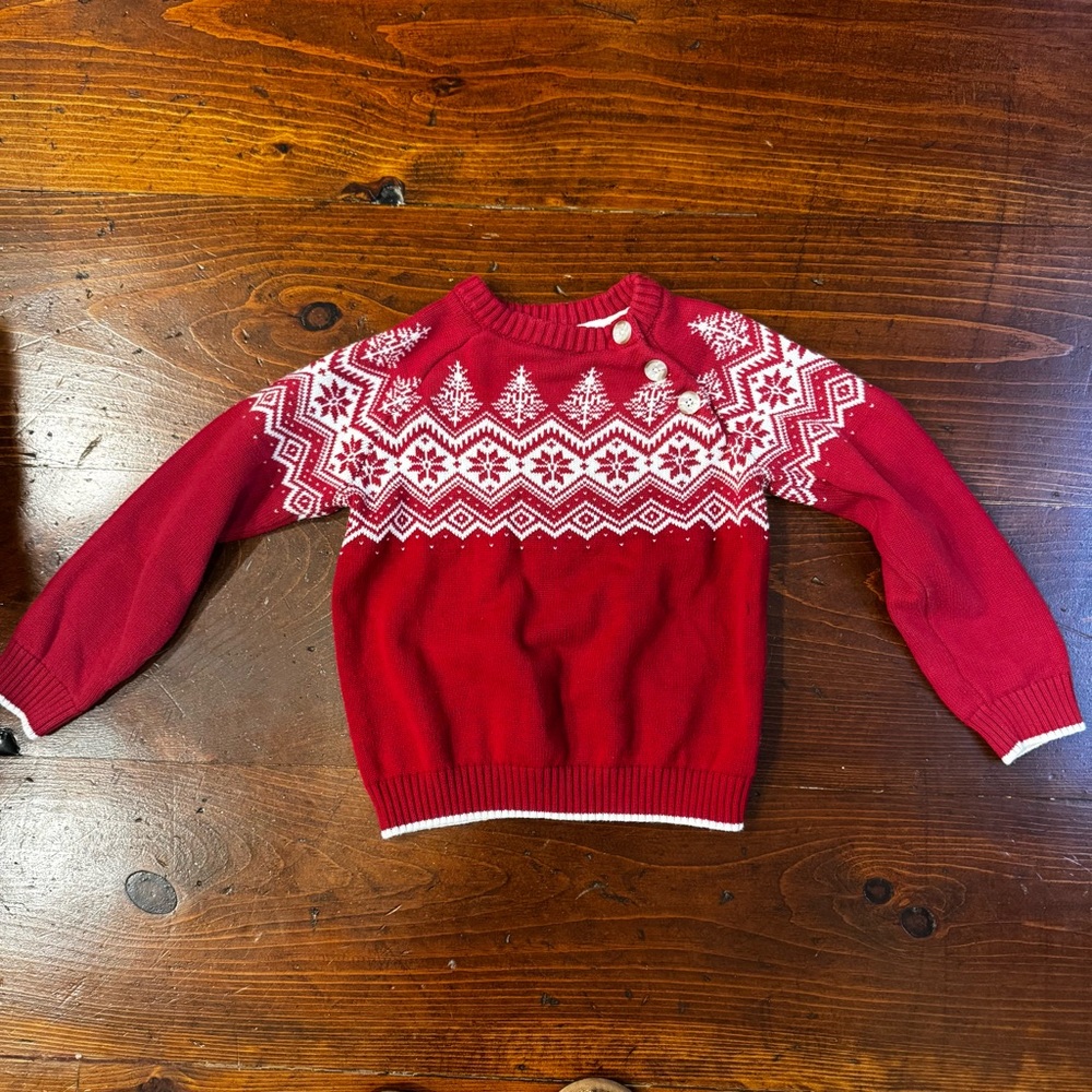Gymboree Festive Red and White‎ Sweater- 5T